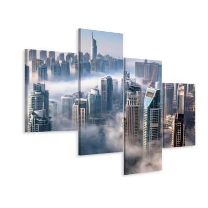 Obraz Wieloczęściowy Panorama Miasta Dubaj We Mgle
