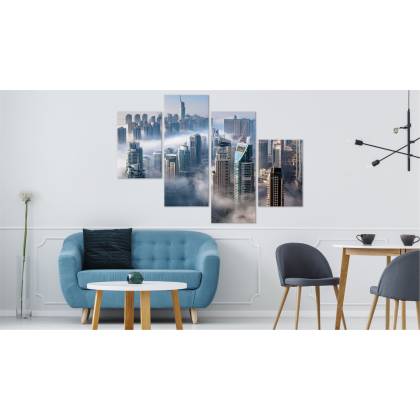 Obraz Wieloczęściowy Panorama Miasta Dubaj We Mgle