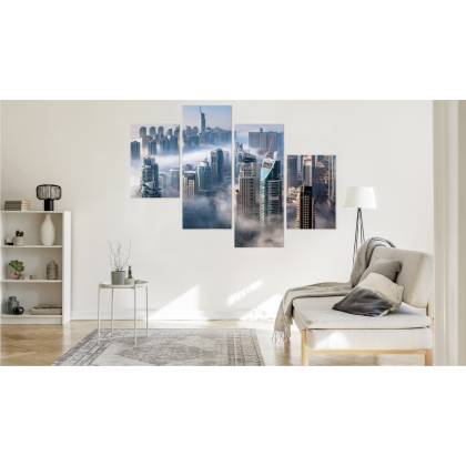 Obraz Wieloczęściowy Panorama Miasta Dubaj We Mgle