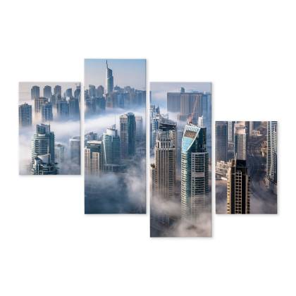 Obraz Wieloczęściowy Panorama Miasta Dubaj We Mgle