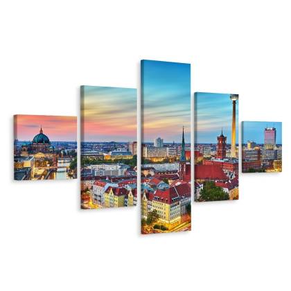 Obraz Wieloczęściowy Kolorowe Niebo I Panorama Berlina