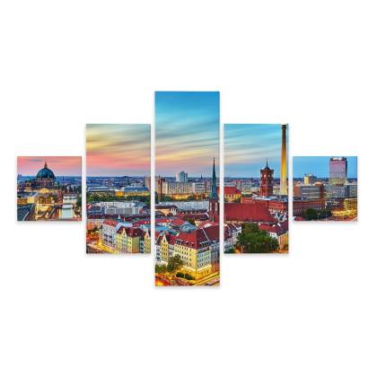 Obraz Wieloczęściowy Kolorowe Niebo I Panorama Berlina
