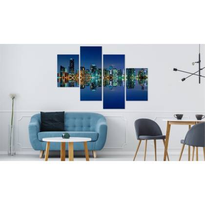 Obraz Wieloczęściowy Panorama Miami Nocą