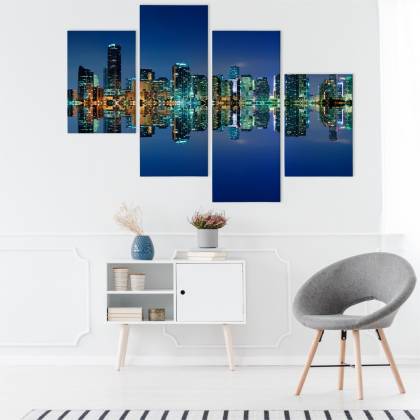Obraz Wieloczęściowy Panorama Miami Nocą