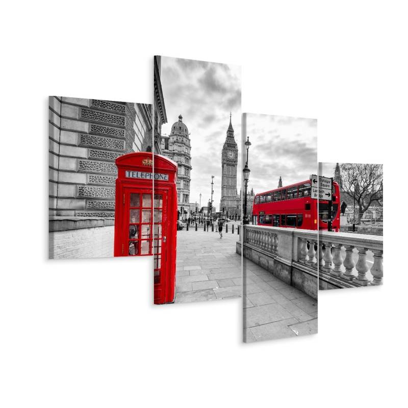 Obraz Wieloczęściowy Czerwona Budka Telefoniczna W Londynie I Big Ben