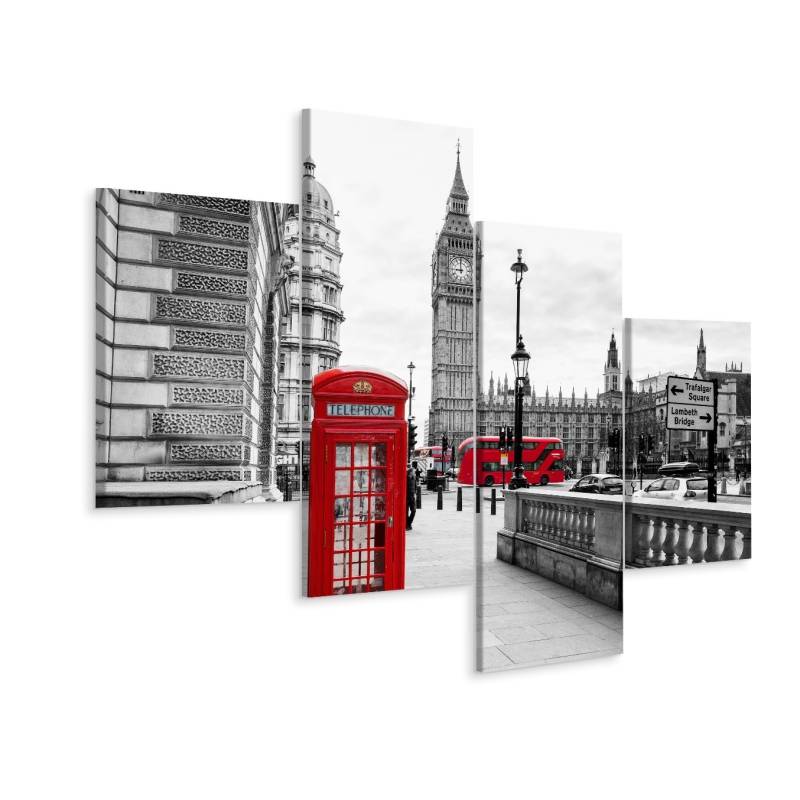 Obraz Wieloczęściowy Londyńska Budka Telefoniczna I Big Ben