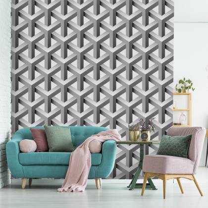 Tapeta Geometryczna, Efekt 3D, Z Głębią, Do Salonu