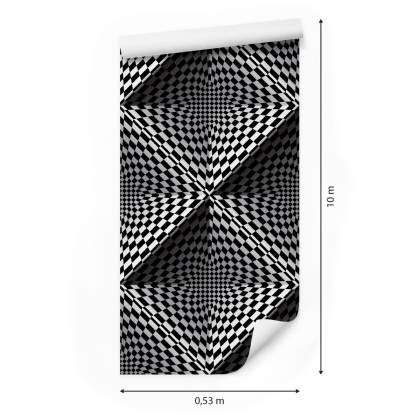 Tapeta Geometryczna 3D Głębia, Kwadraty, Do Salonu
