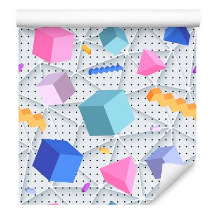 Tapeta Geometryczna 3D, Sześciany, Pokój Dziecięcy