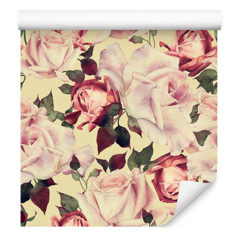 Tapeta Kwiaty Róże W Stylu Vintage Akwarela