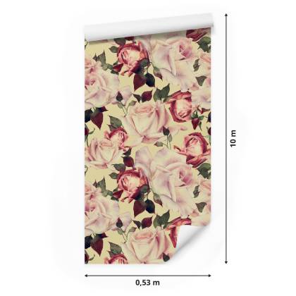Tapeta Kwiaty Róże W Stylu Vintage Akwarela