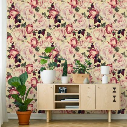 Tapeta Kwiaty Róże W Stylu Vintage Akwarela