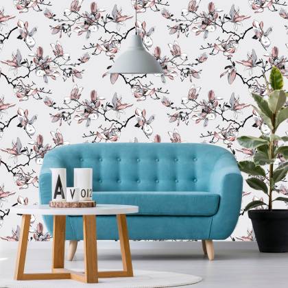 Tapeta Kwiaty Magnolii Akwarela