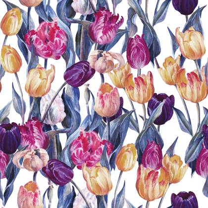Tapeta Kolorowe Malowane Tulipany