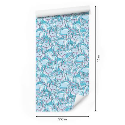 Tapeta Dla Dzieci – Uśmiechnięte Kolorowe Jednorożce