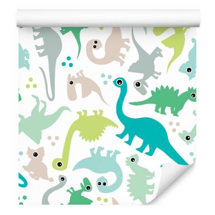 Tapeta W Kolorowe Dinozaury, Kropki, Pokój Chłopca