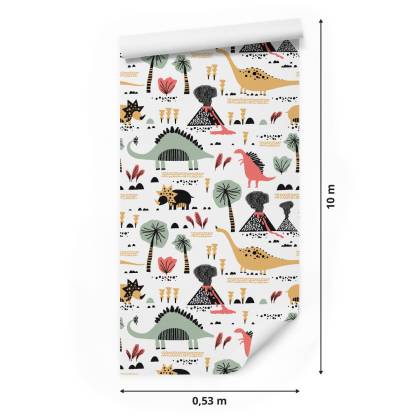 Tapeta Dinozaury, Wulkany, Liście, Pokój Chłopca
