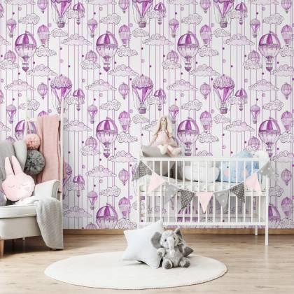 Tapeta Balony W Odcieniach Fioletu