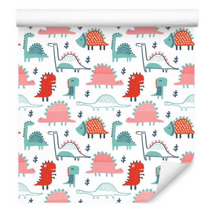 Tapeta Do Pokoju Dziecka Kolorowe Dinozaury Liście