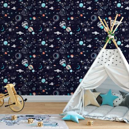 Tapeta Do Pokoju Chłopca Planety Kosmos Gwiazdy