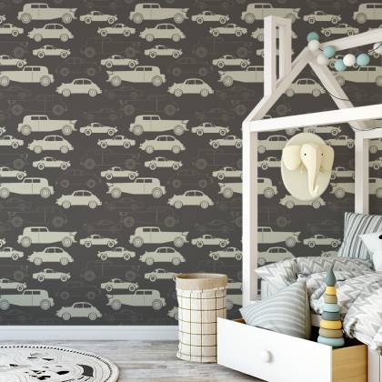 Tapeta Dla Dzieci - Auta W Stylu Retro