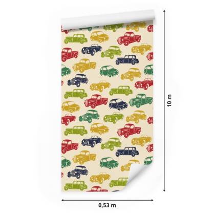 Tapeta Dla Dzieci - Kolorowe Samochody W Stylu Retro