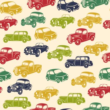 Tapeta Dla Dzieci - Kolorowe Samochody W Stylu Retro