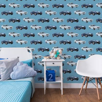 Tapeta Dla Dzieci - Ponadczasowe Samochody W Stylu Retro