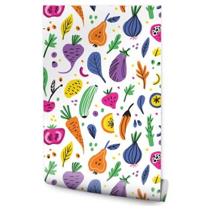 Tapeta Do Kuchni - Kolorowe Warzywa I Owoce