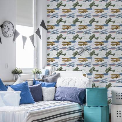 Tapeta Samoloty Retro Z Chmurami