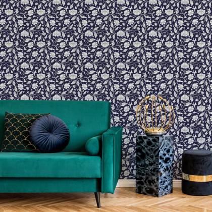 Tapeta Wyrazisty Kwiatowy Wzór W Stylu Retro