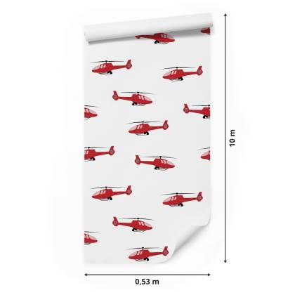 Tapeta Czerwone Bajkowe Helikoptery