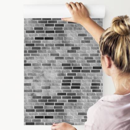 Tapeta Nowoczesna Szara Cegła Efekt 3D Cegiełki