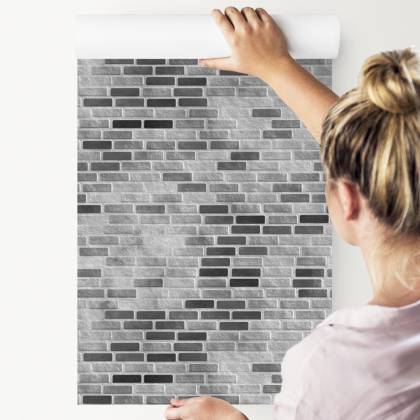 Tapeta Nowoczesna Szara Cegła Efekt 3D Cegiełki