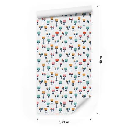 Tapeta Dla Dzieci, Tulipany W Stylu Skandynawskim