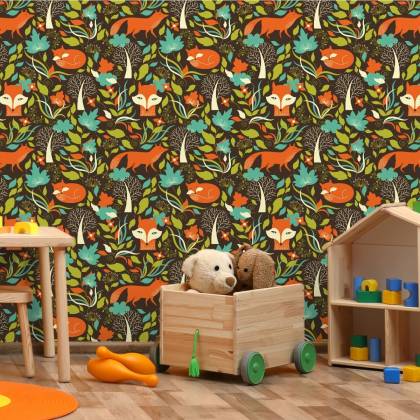 Tapeta Malowane Lisy W Lesie