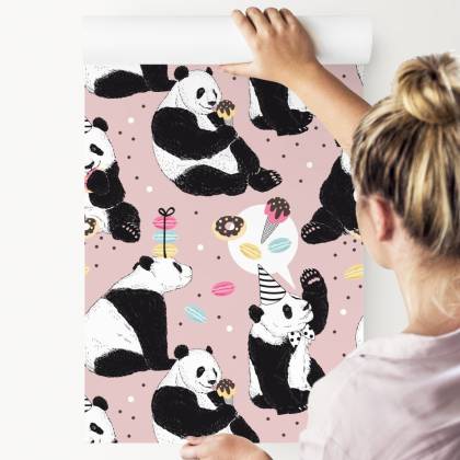 Tapeta Dla Dzieci - Panda I Słodycze