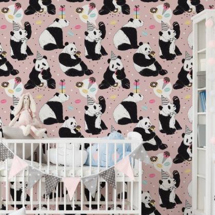 Tapeta Dla Dzieci - Panda I Słodycze
