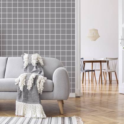 Tapeta Nowoczesna Minimalistyczna Szaro - Biała Krata