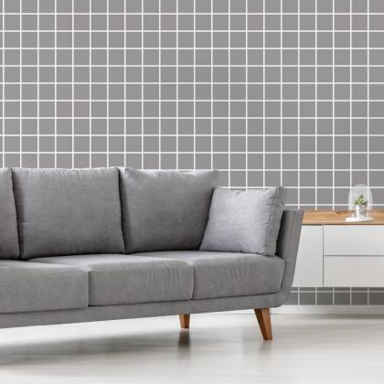 Tapeta Nowoczesna Minimalistyczna Szaro - Biała Krata