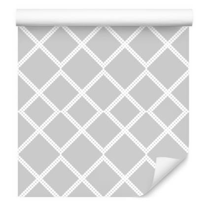Tapeta Geometryczna, Nowoczesna W Kratę, Sypialnia