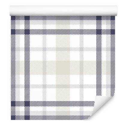 Tapeta Geometryczna W Kratę Do Sypialni Salonu