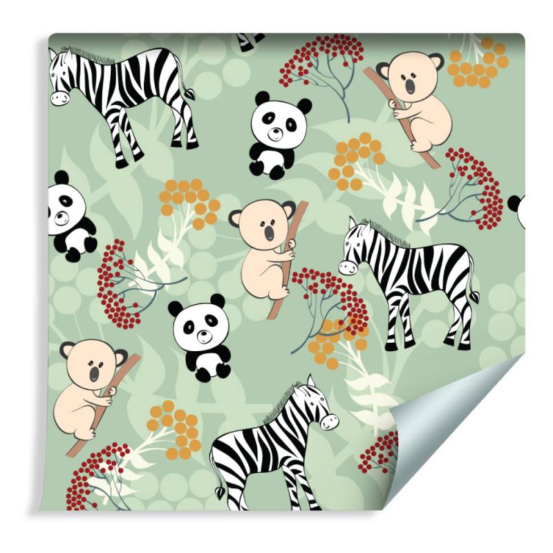 Tapeta Dla Dzieci - Zebry, Misie Koala I Pandy