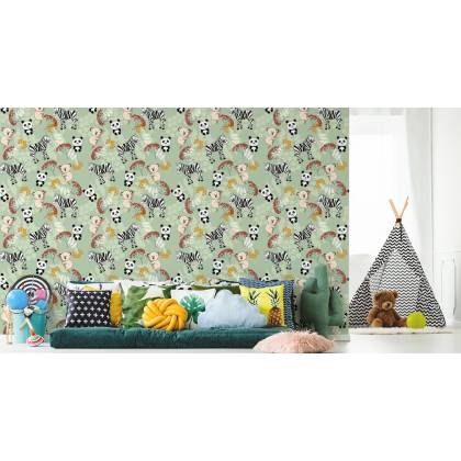 Tapeta Dla Dzieci - Zebry, Misie Koala I Pandy