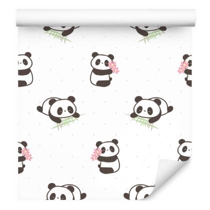 Tapeta Pandy Z Kwiatami