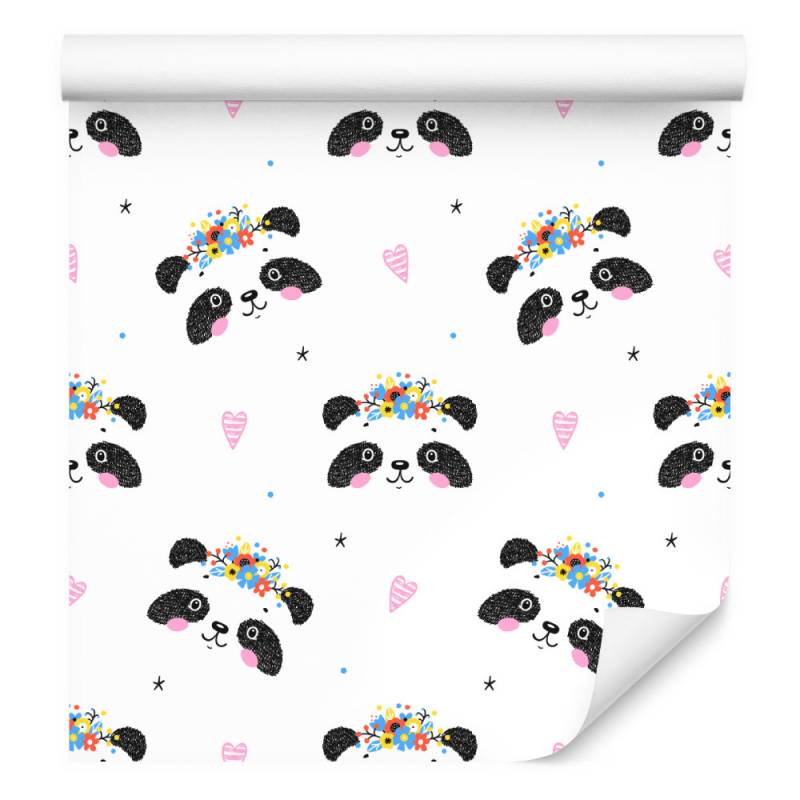 Tapeta Urocze Pandy Z Kwiatami