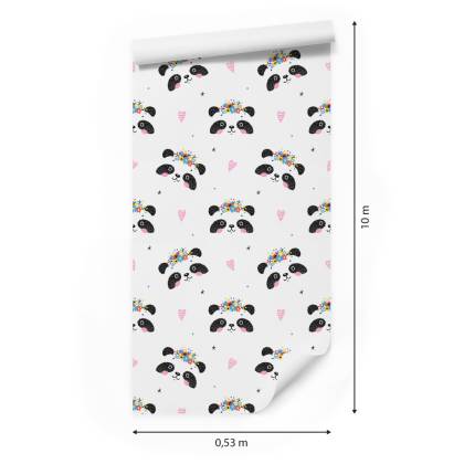 Tapeta Urocze Pandy Z Kwiatami