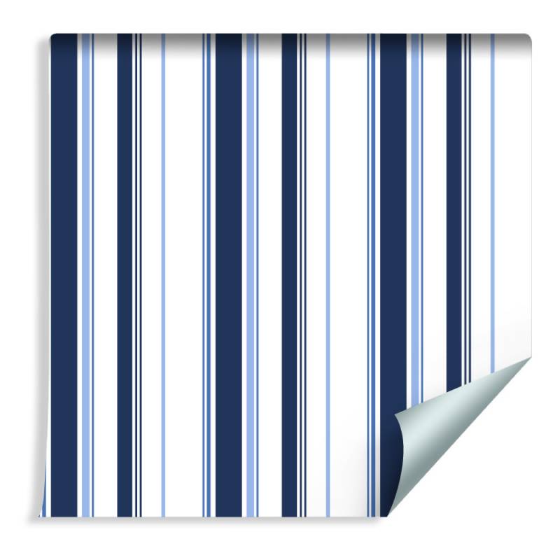 Tapeta Niebiesko - Białe Pionowe Paski