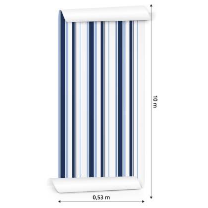 Tapeta Niebiesko - Białe Pionowe Paski