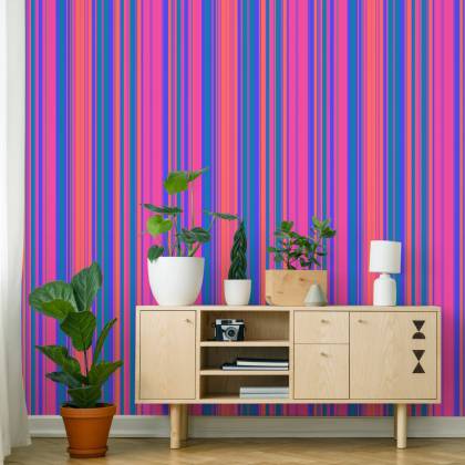 Tapeta W Nowoczesne, Kolorowe Pasy, Salon, Biuro